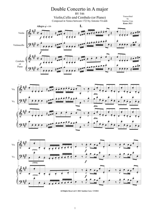 Book cover for Vivaldi - Double Concerto in A major RV 546 for Violin, Cello and Cembalo (or Piano)