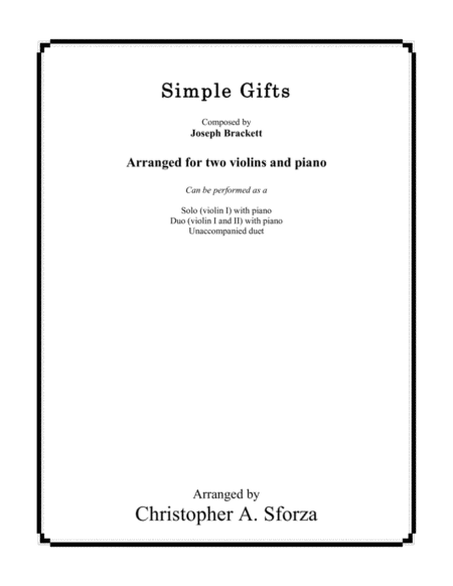 Simple Gifts, for two violins and piano image number null