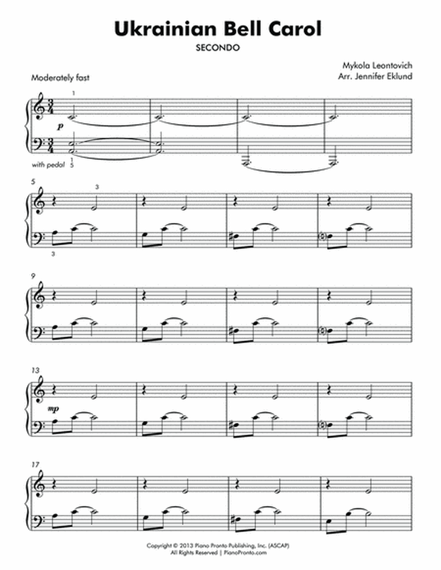 Ukrainian Bell Carol (Duet for Early Intermediates) image number null