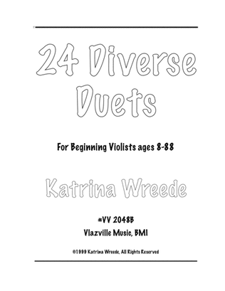Book cover for 24 Diverse Duets for Beginning Violists ages 8 to 88