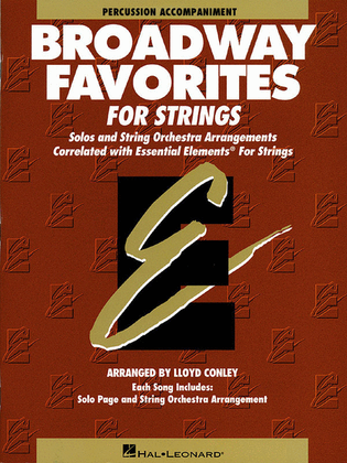 Book cover for Essential Elements Broadway Favorites for Strings – Percussion Accompaniment