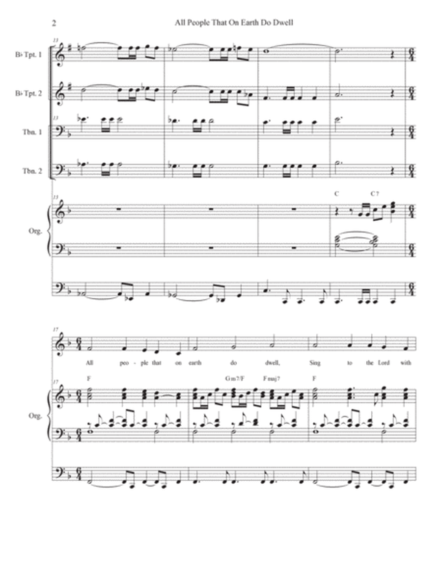 All People That On Earth Do Dwell (Unison choir - High Key) (Full Score - Alternate) - Score Only image number null