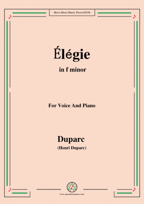 Book cover for Duparc-Élégie in f minor