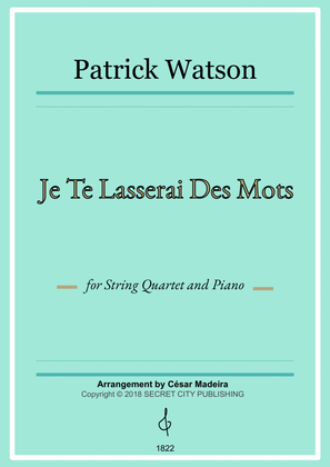 Book cover for Je Te Laisserai Des Mots - Score Only