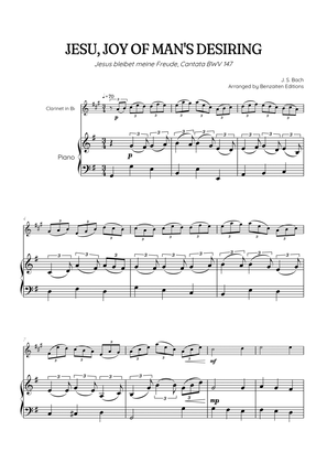 JS Bach • Jesu, Joy of Man's Desiring | Cantata BWV 147 | clarinet sheet music w/ piano accompanimen