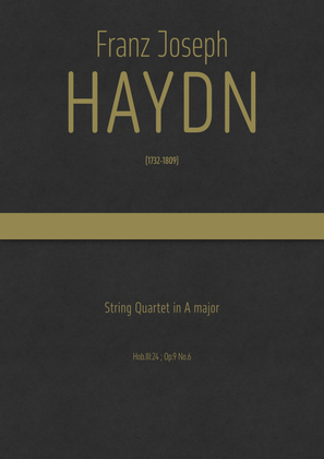 Book cover for Haydn - String Quartet in A major, Hob.III:24 ; Op.9 No.6
