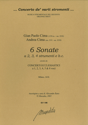 Book cover for 6 Sonate (Milano, 1610)