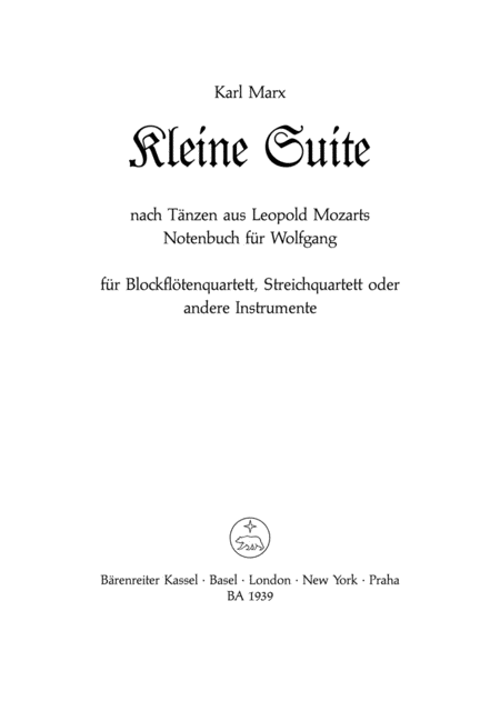 Erste Suite nach Tanzen aus Leopold Mozarts Notenbuch fur Wolfgang