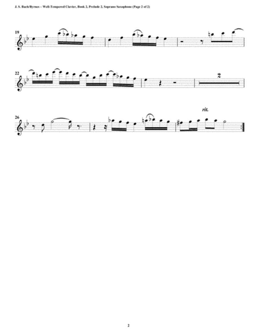 Prelude 02 from Well-Tempered Clavier, Book 2 (Saxophone Quintet) image number null