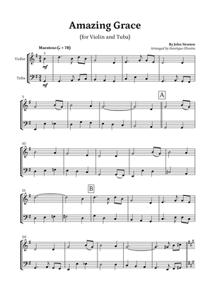 Amazing Grace (Violin and Tuba) - Beginner Level