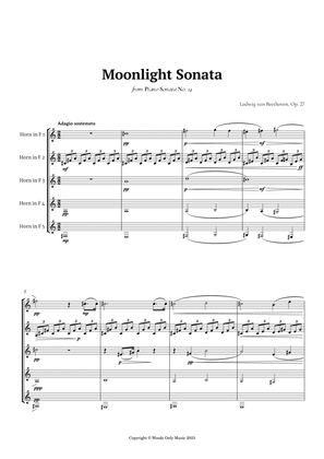 Book cover for Moonlight Sonata by Beethoven for French Horn Quintet