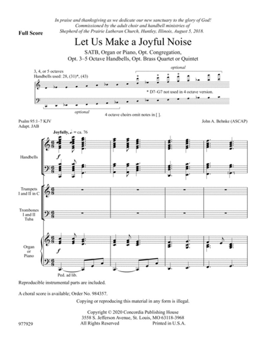 Let Us Make a Joyful Noise (Full Score) image number null