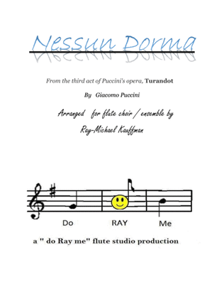 Book cover for Nessun Dorma by Puccini for flute choir / flute ensemble