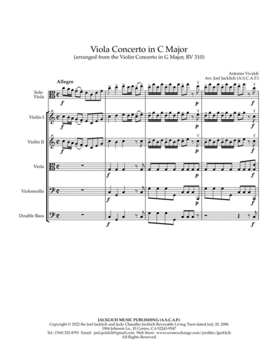 Viola Concerto in C Major (RV 310) image number null