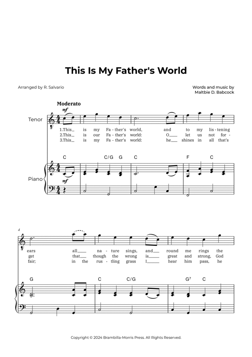 This Is My Father's World (Key of C Major) image number null