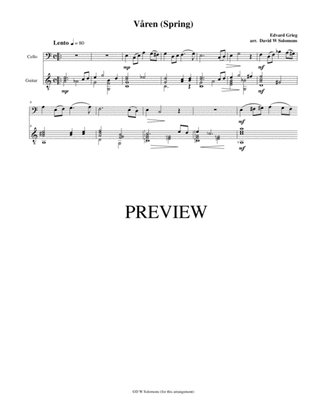 Book cover for Våren (Spring) for cello and guitar