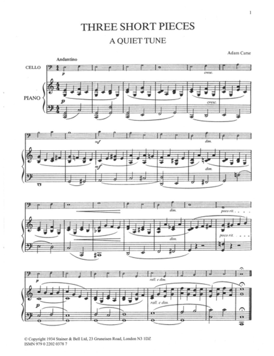 Three Short Pieces for Cello and Piano
