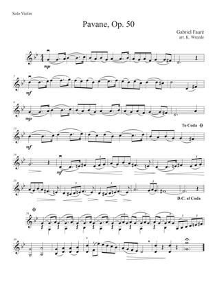 Pavanne, Op. 50 (Faure) for solo violin