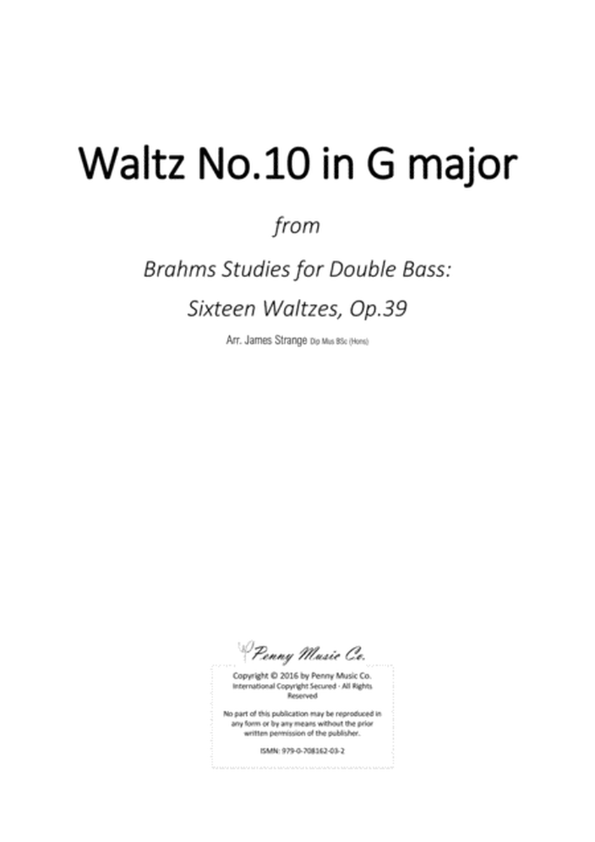 Brahms Waltz No.10 in G Major (Double Bass) image number null