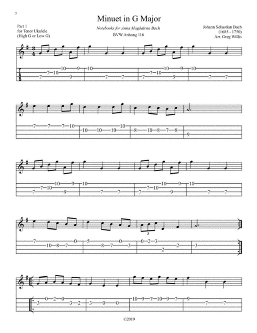 Bach Minuet In G Major BVW116 - Ukulele Duet image number null