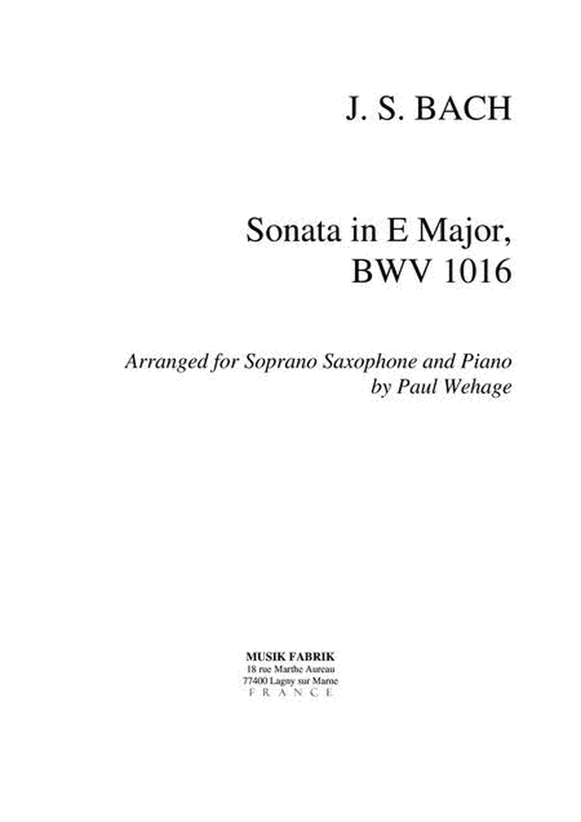 Sonata E maj BWV 1016