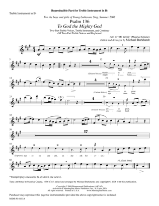 Book cover for Psalm 136 To God the Mighty God (Downloadable Instrumental Parts)