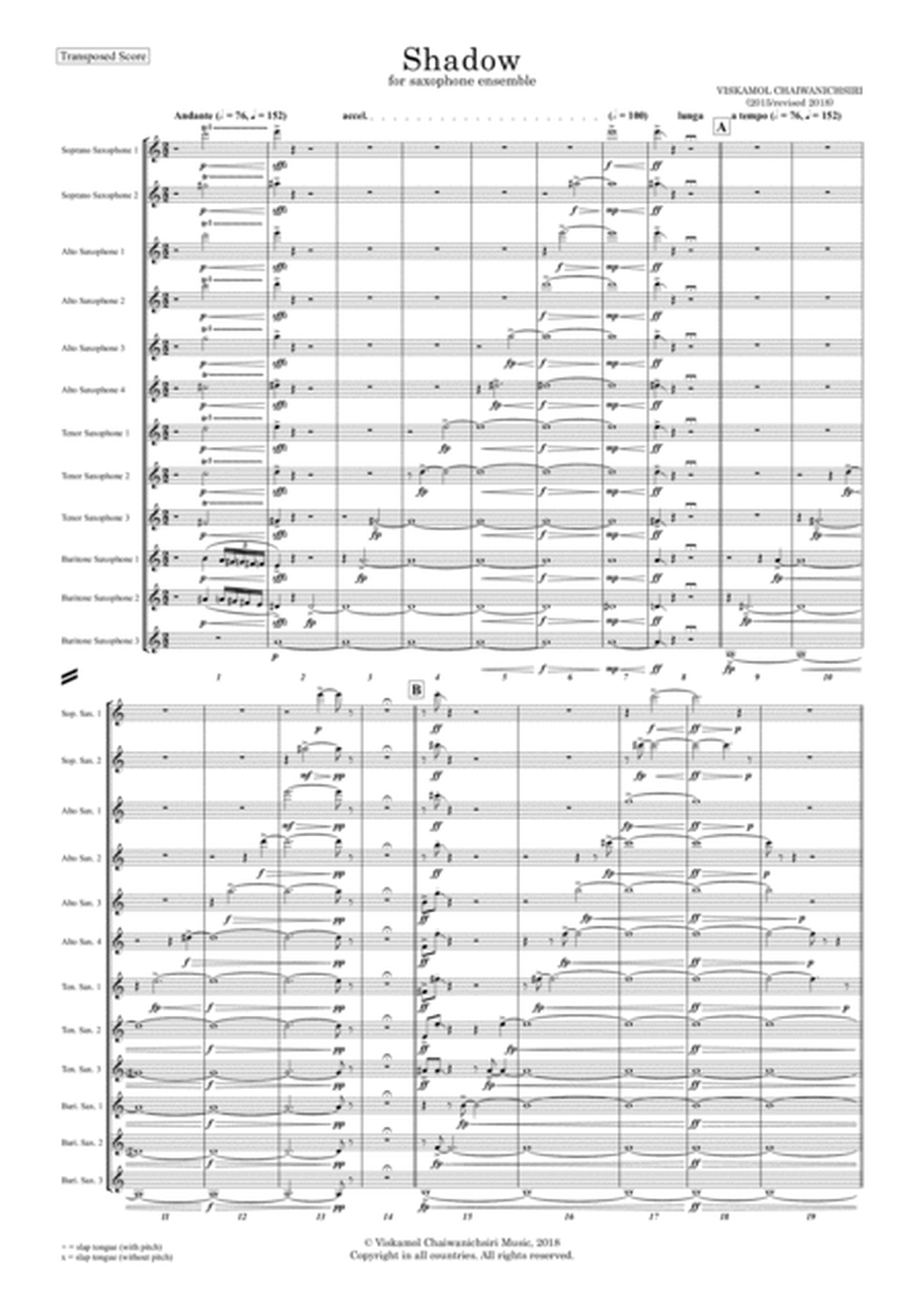 Shadow for Saxophone Ensemble (Score and Parts) image number null