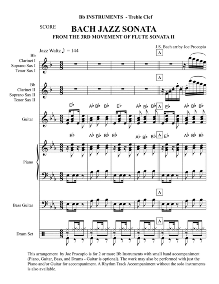 THE BACH JAZZ SONATA FROM THE 3RD MOVEMENT OF THE FLUTE/VIOLIN SONATA II IN Eb* FOR Bb INSTRUMENTS A image number null