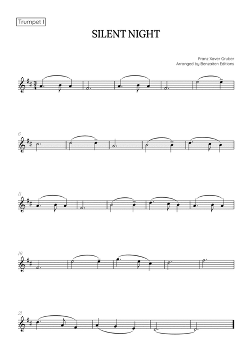 Silent Night for trumpet duet with piano accompaniment • easy Christmas song sheet music (w/ chords) image number null