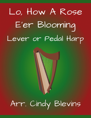 Book cover for Lo, How a Rose E'er Blooming, for Lever or Pedal Harp
