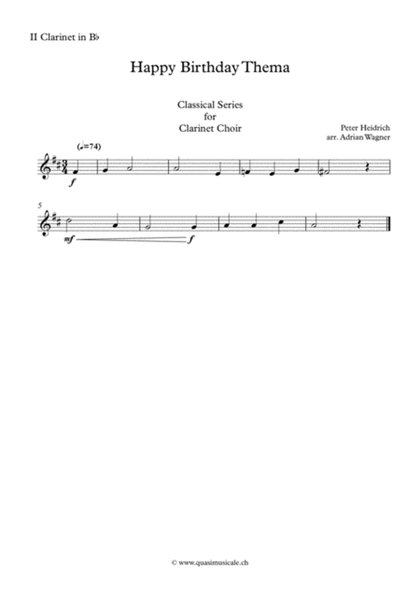 "Happy Birthday Thema" Clarinet Choir arr. Adrian Wagner image number null