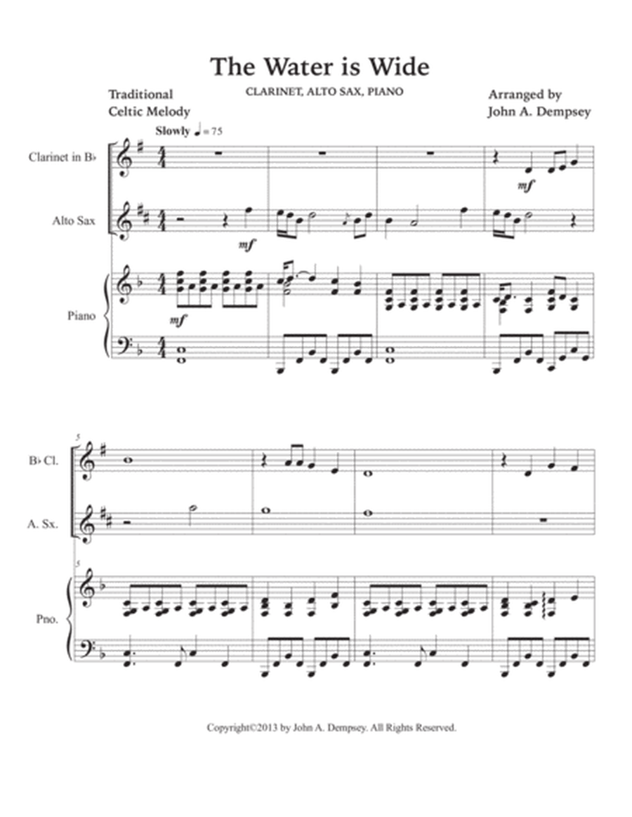 The Water is Wide (Trio for Clarinet, Alto Sax and Piano)
