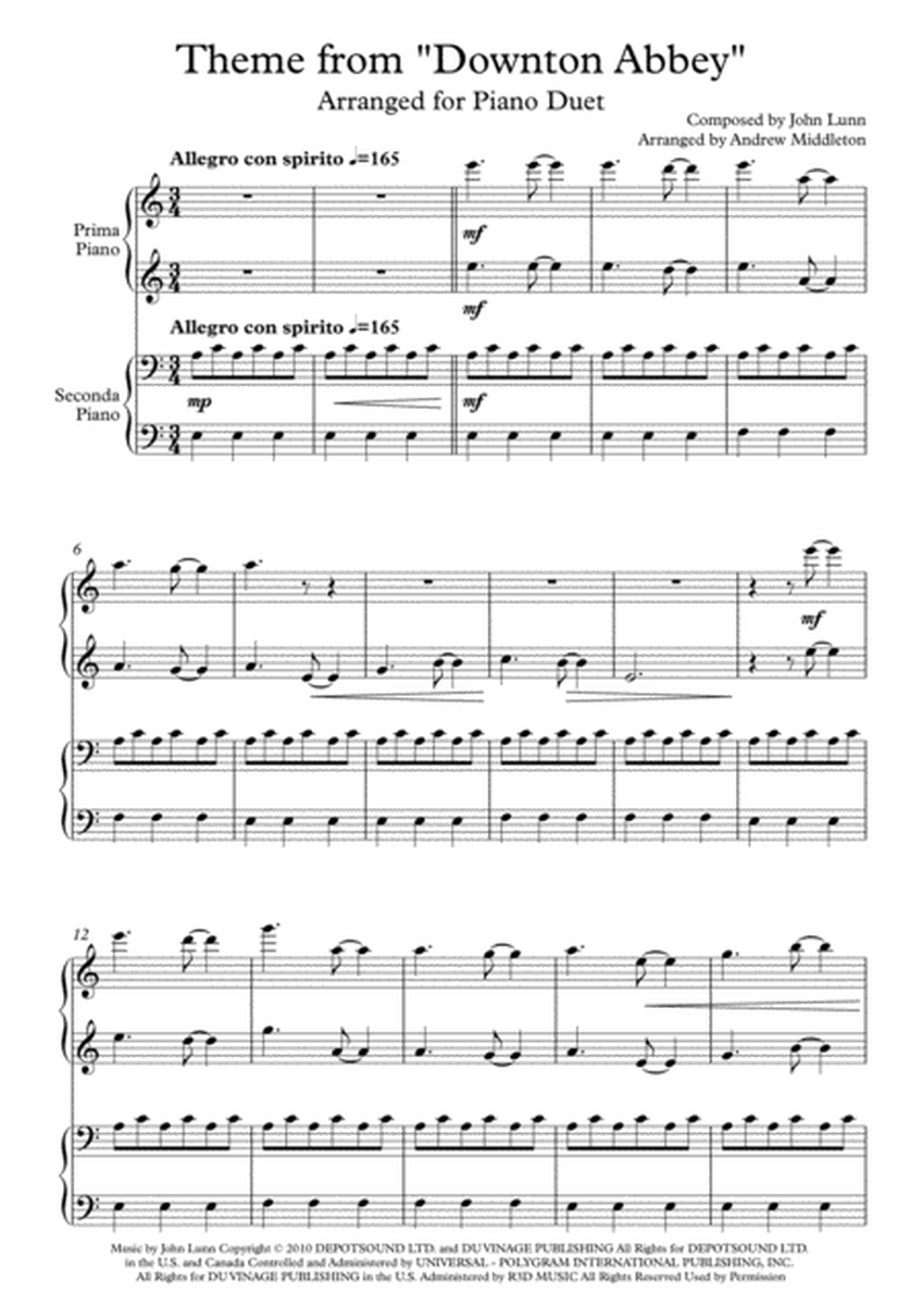 Downton Abbey (theme) by John Lunn Piano - Digital Sheet Music