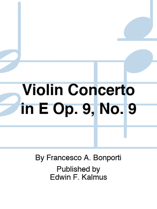 Book cover for Violin Concerto in E Op. 9, No. 9
