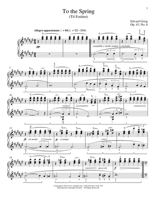 To The Spring (Til Foraret), Op. 43, No. 6