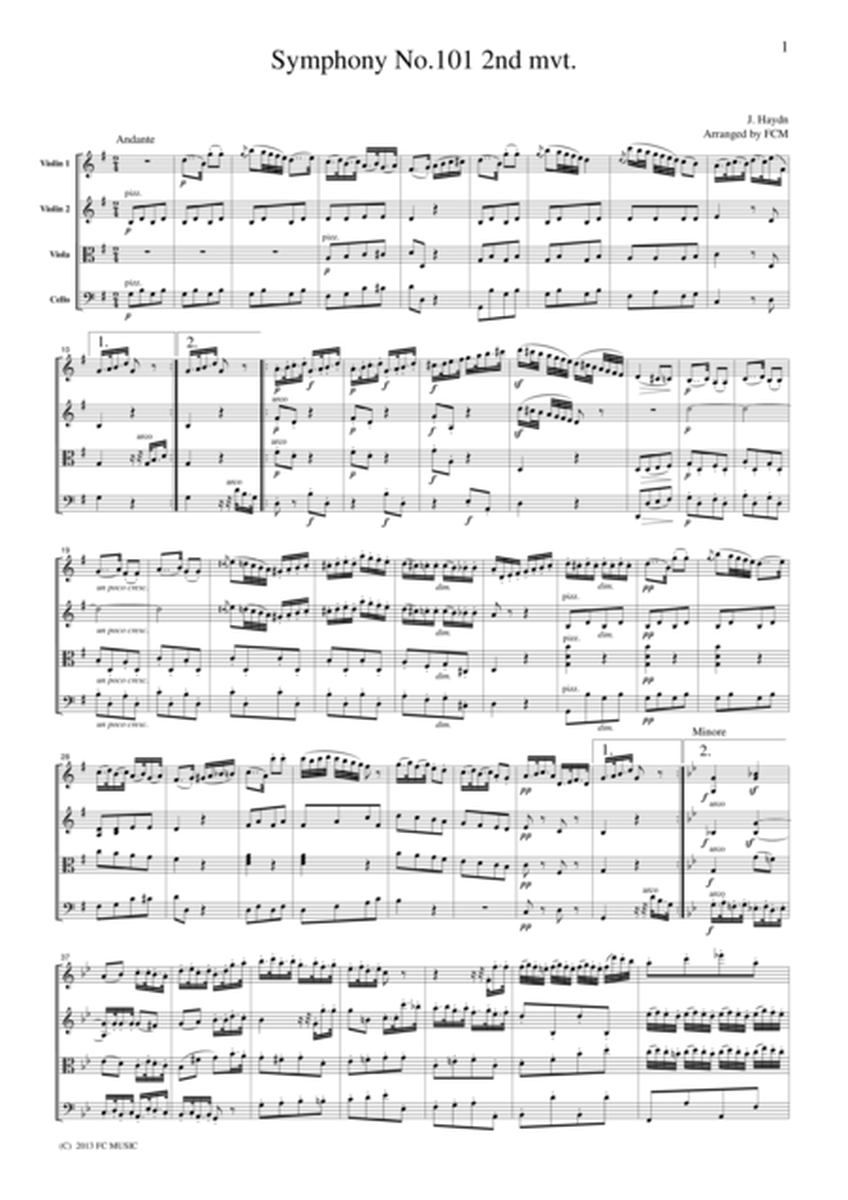 Haydn Symphony No.101 2nd mvt., for string quartet, CH003 image number null