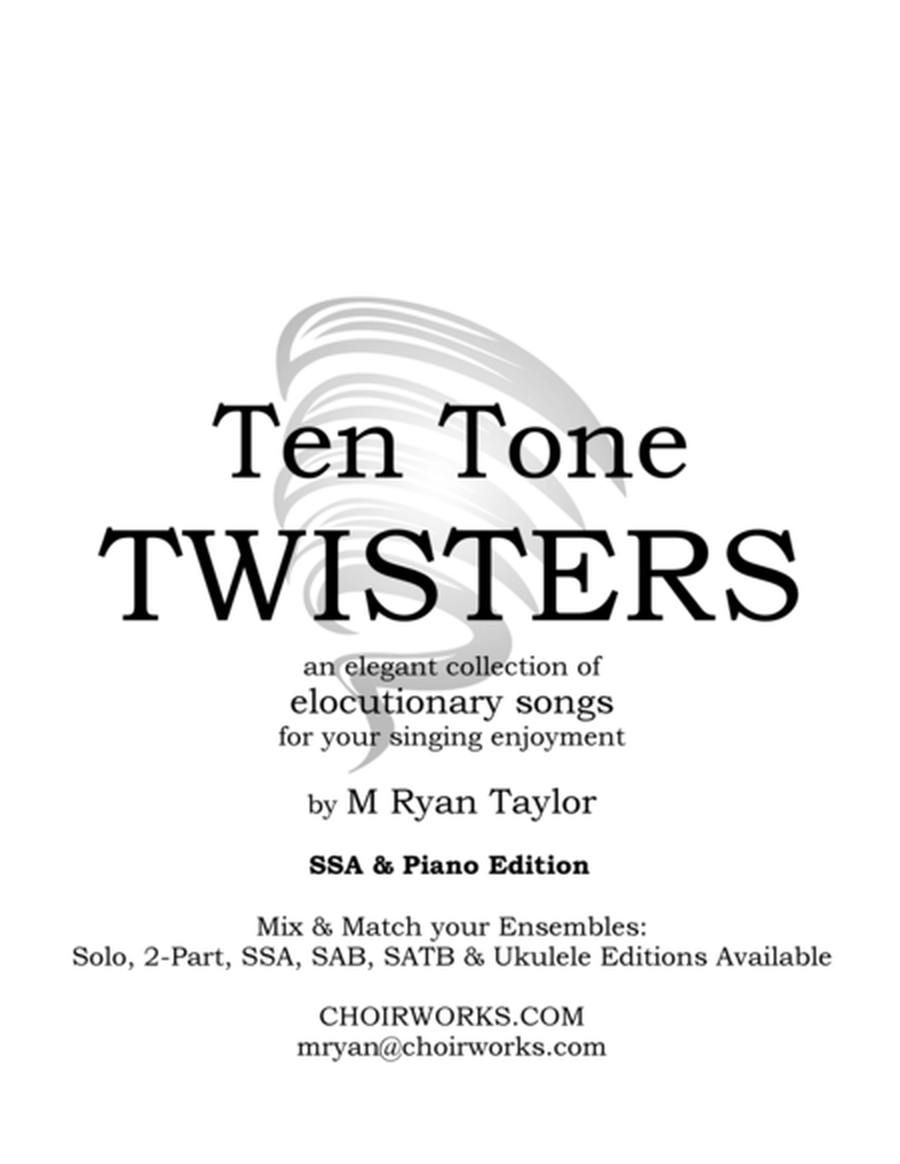 Ten Tone Twisters for SSA Choir & Piano