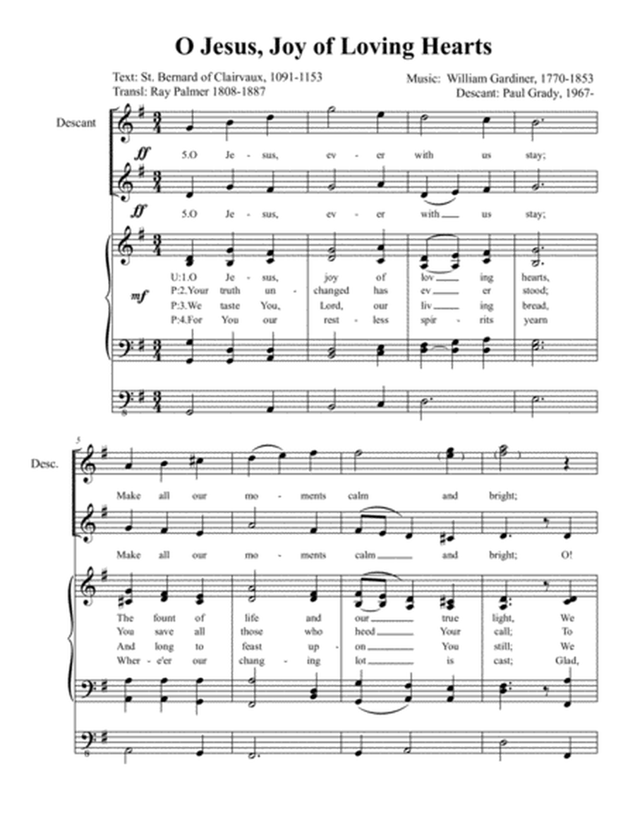 O Jesus, Joy of Loving Hearts (SATB + Descant, Organ) image number null