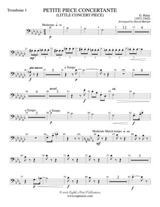 Book cover for Petite Piece Concertante (Little Concert Piece) (Solo Cornet and Concert Band): 1st Trombone
