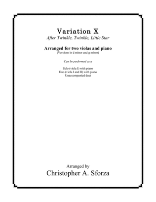 Book cover for Variation X, for two violas and piano