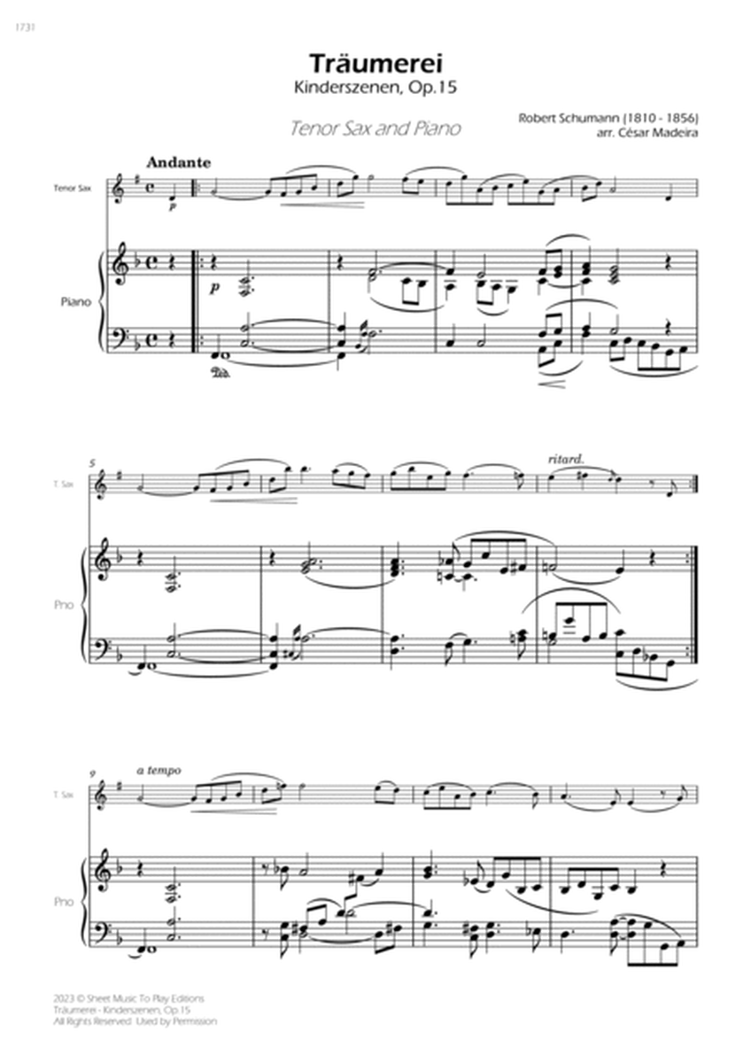 Traumerei by Schumann - Tenor Sax and Piano (Full Score and Parts) image number null