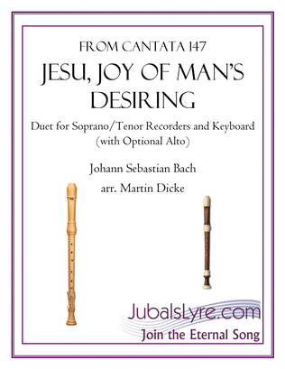 Book cover for Jesu, Joy of Man's Desiring (Duet for Soprano/Tenor Recorders with Optional Alto)