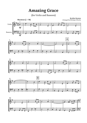 Amazing Grace (Violin and Bassoon) - Beginner Level