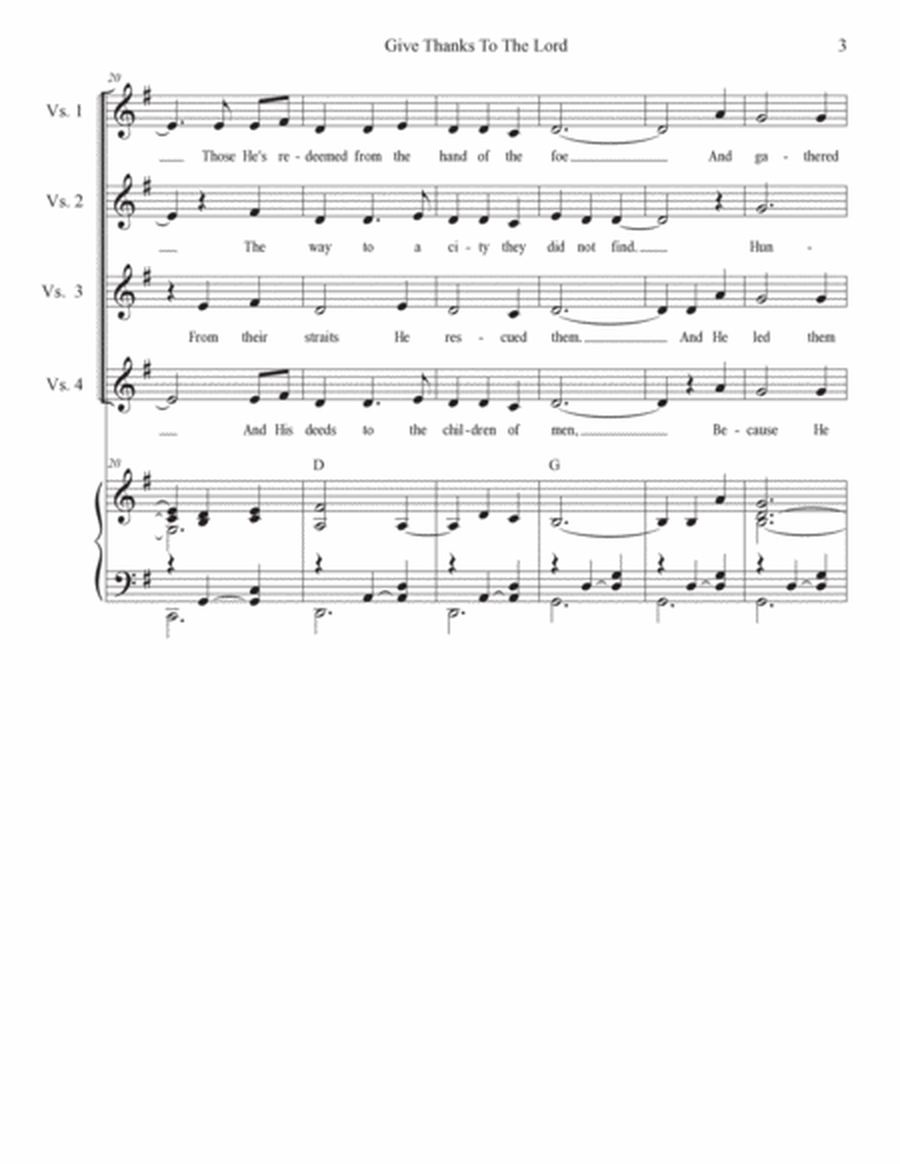 Give Thanks To The Lord (Psalm 107) (2-part choir) image number null