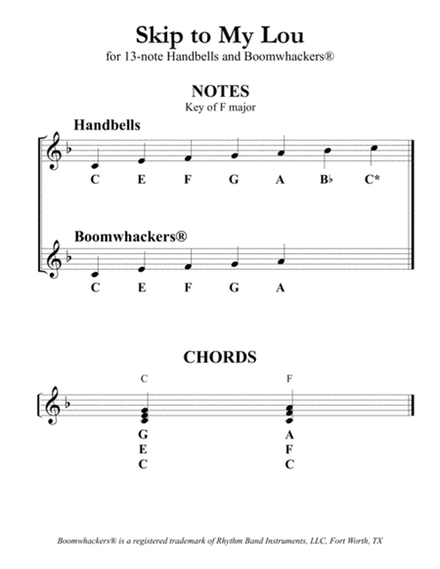 Skip to My Lou for 13-note Bells and Boomwhackers® (with Black and White Notes) image number null