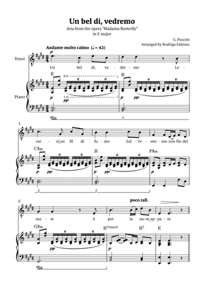 Un Bel Di Vedremo (from Madama Butterfly) - for Tenor - in E major