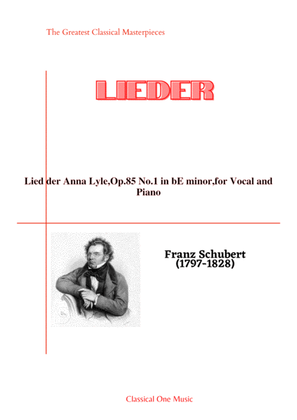 Book cover for Schubert-Lied der Anna Lyle,Op.85 No.1 in bE minor,for Vocal and Piano