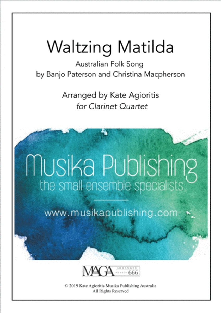 Waltzing Matilda - Jazz Arrangement for Clarinet Quartet image number null