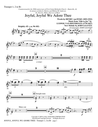 Book cover for Joyful, Joyful, We Adore Thee - Trumpet 1 & 2 in Bb