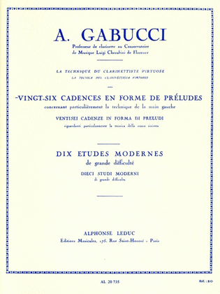Book cover for 26 Cadences En Forme De Preludes (clarinet Solo)
